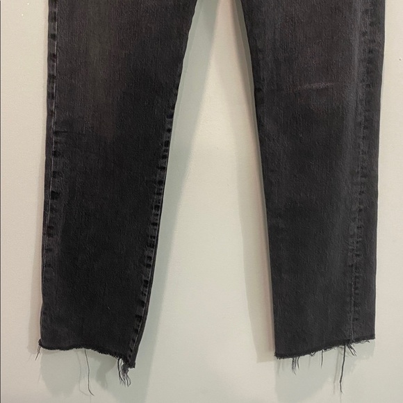Agolde Criss Cross 90s Pinch Waist Straight Jeans Black Grey Size 25 - Picture 7 of 16